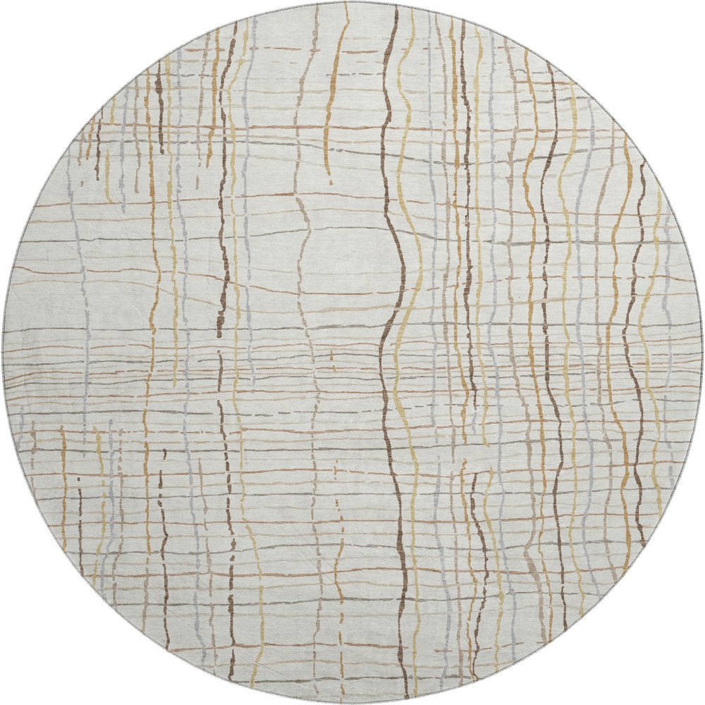 Premium Machine Washable Mayfield AMF998 Ivory 8' x 8' Round Rug. Picture 1