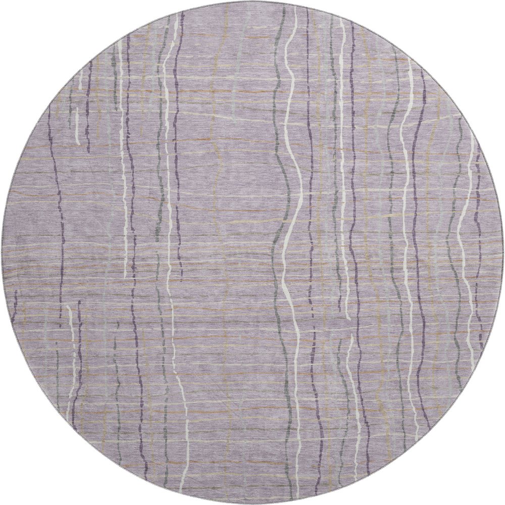 Premium Machine Washable Mayfield AMF998 Lavender 8' x 8' Round Rug. Picture 1