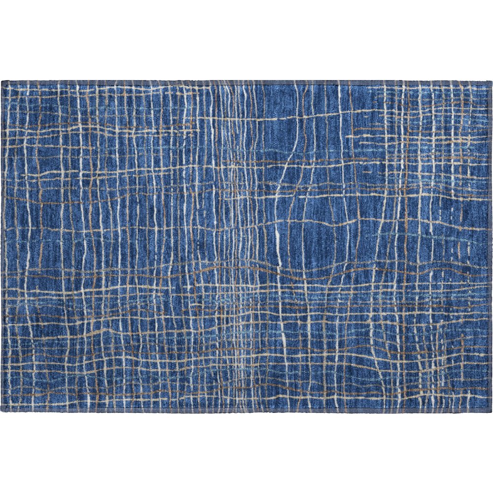 Premium Machine Washable Mayfield AMF998 Navy 1'8" x 2'6" Rug. Picture 1