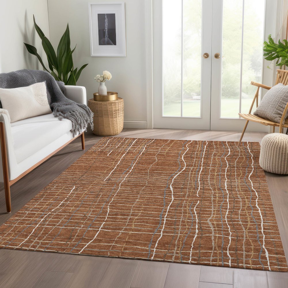Premium Machine Washable Mayfield AMF998 Paprika 2'6" x 3'10" Rug. Picture 6