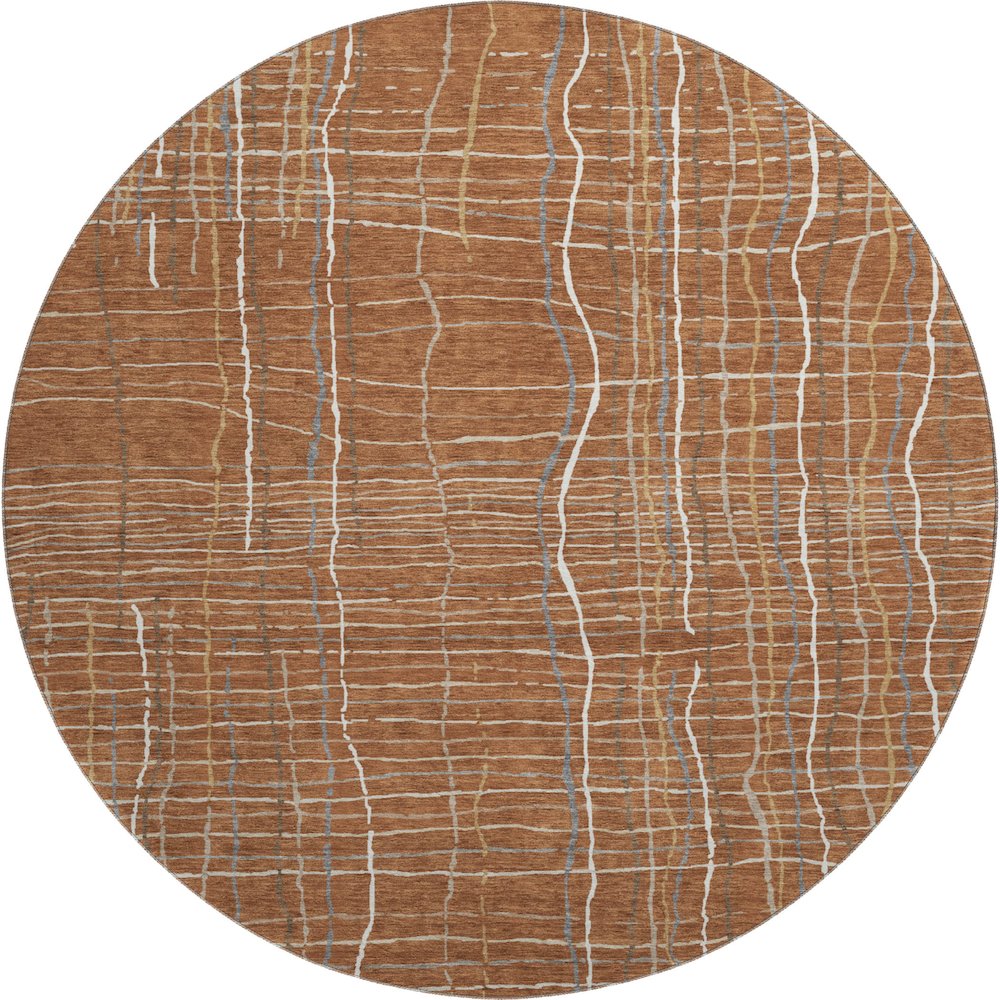 Premium Machine Washable Mayfield AMF998 Paprika 8' x 8' Round Rug. Picture 1