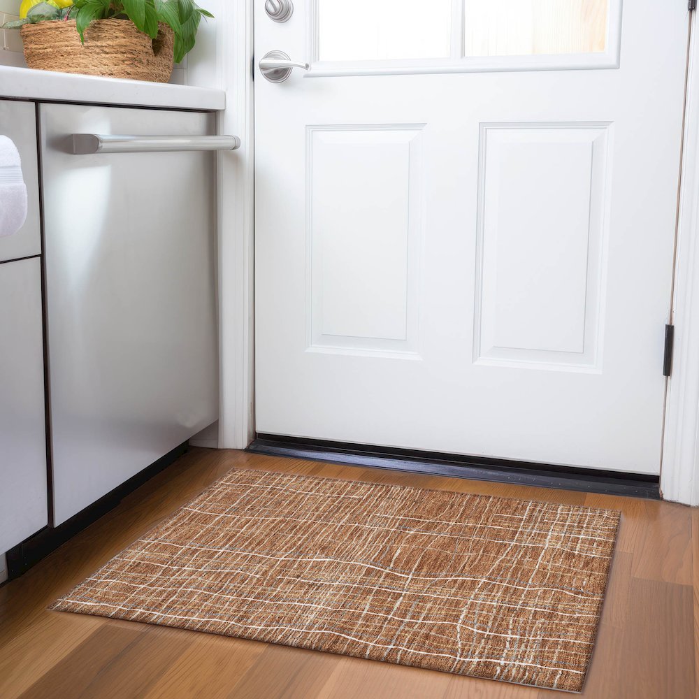 Premium Machine Washable Mayfield AMF998 Paprika 1'8" x 2'6" Rug. Picture 5