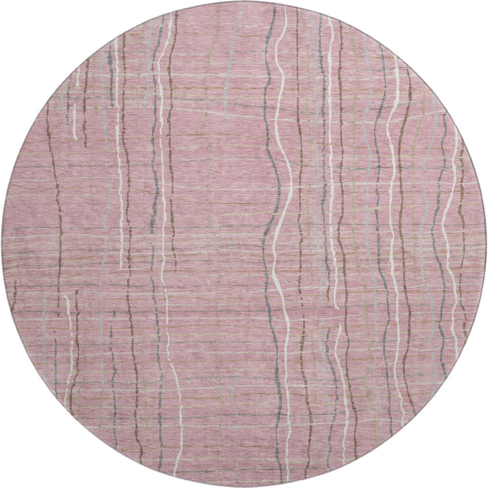Premium Machine Washable Mayfield AMF998 Pink 8' x 8' Round Rug. Picture 1