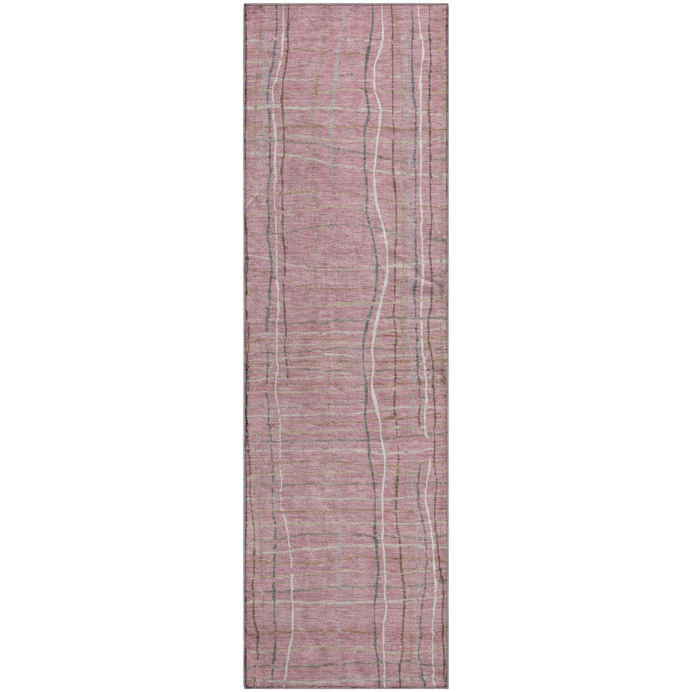 Premium Machine Washable Mayfield AMF998 Pink 2'3" x 7'6" Runner Rug. Picture 1