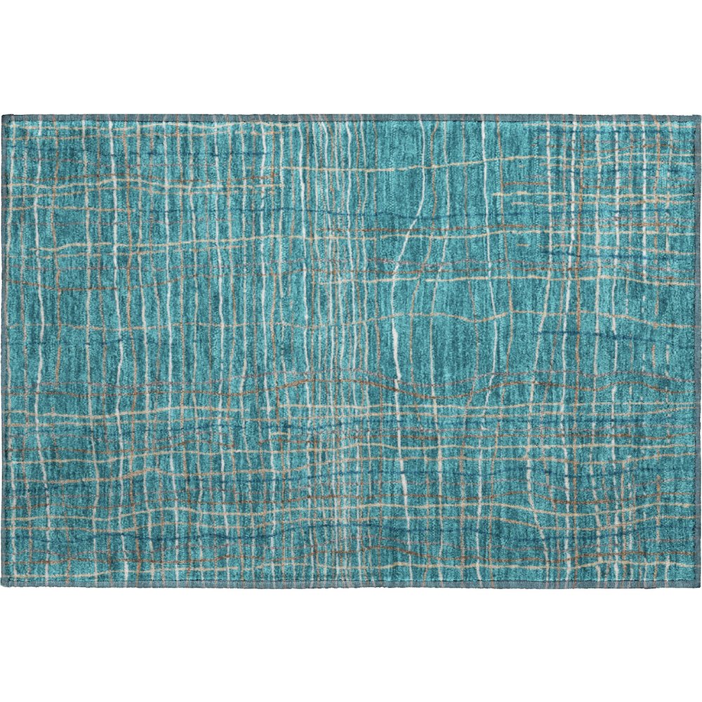 Premium Machine Washable Mayfield AMF998 Teal 1'8" x 2'6" Rug. Picture 1