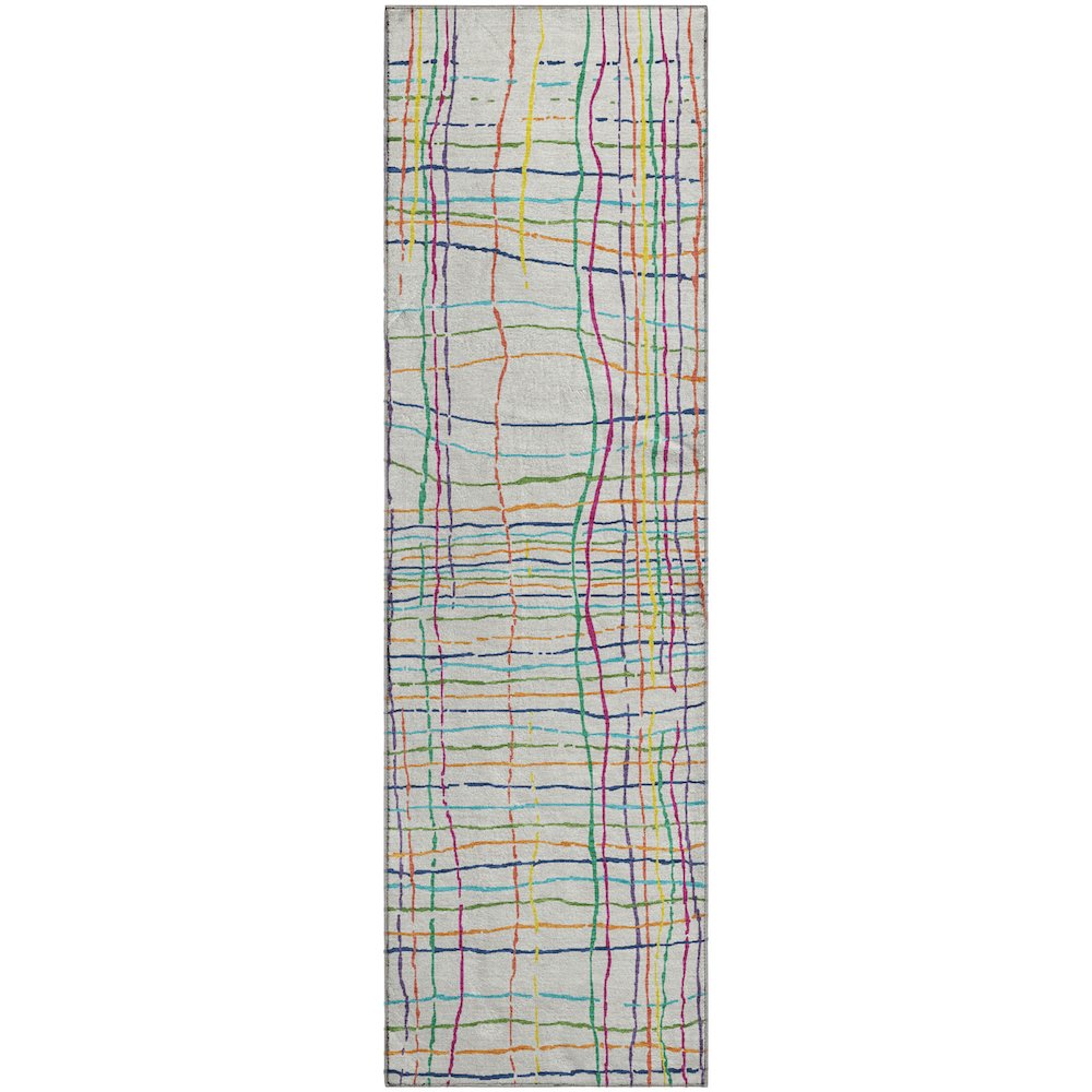 Premium Machine Washable Mayfield AMF998 White 2'3" x 7'6" Runner Rug. Picture 1