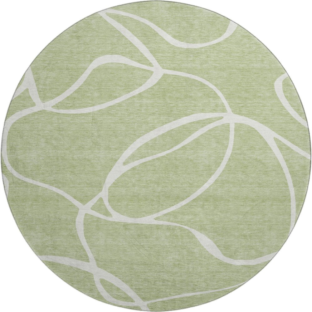 Premium Machine Washable Mayfield AMF999 Aloe 8' x 8' Round Rug. Picture 1