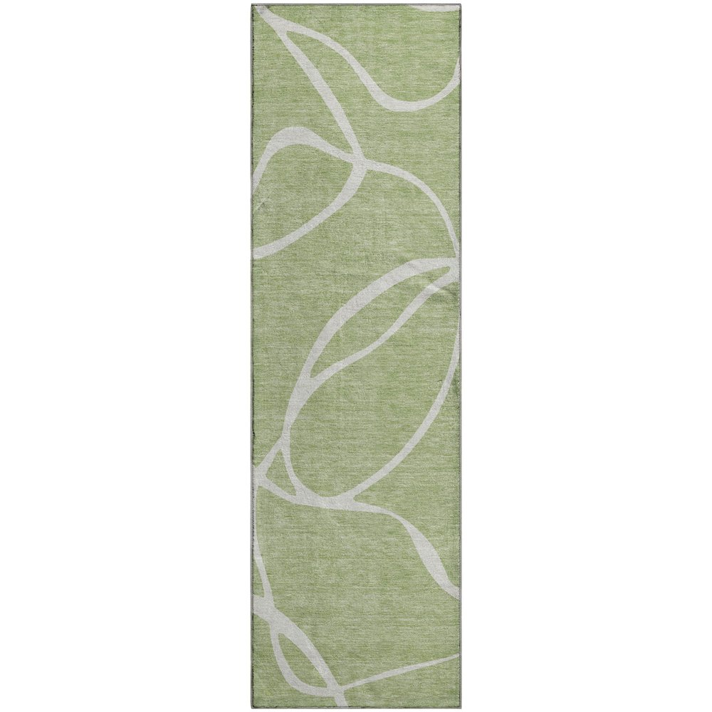 Premium Machine Washable Mayfield AMF999 Aloe 2'3" x 7'6" Runner Rug. Picture 1