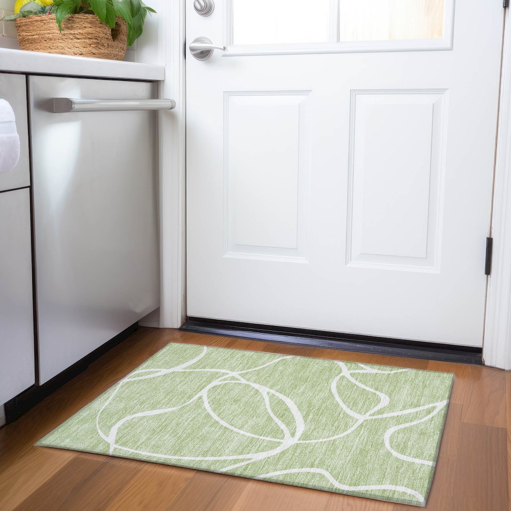 Premium Machine Washable Mayfield AMF999 Aloe 1'8" x 2'6" Rug. Picture 5