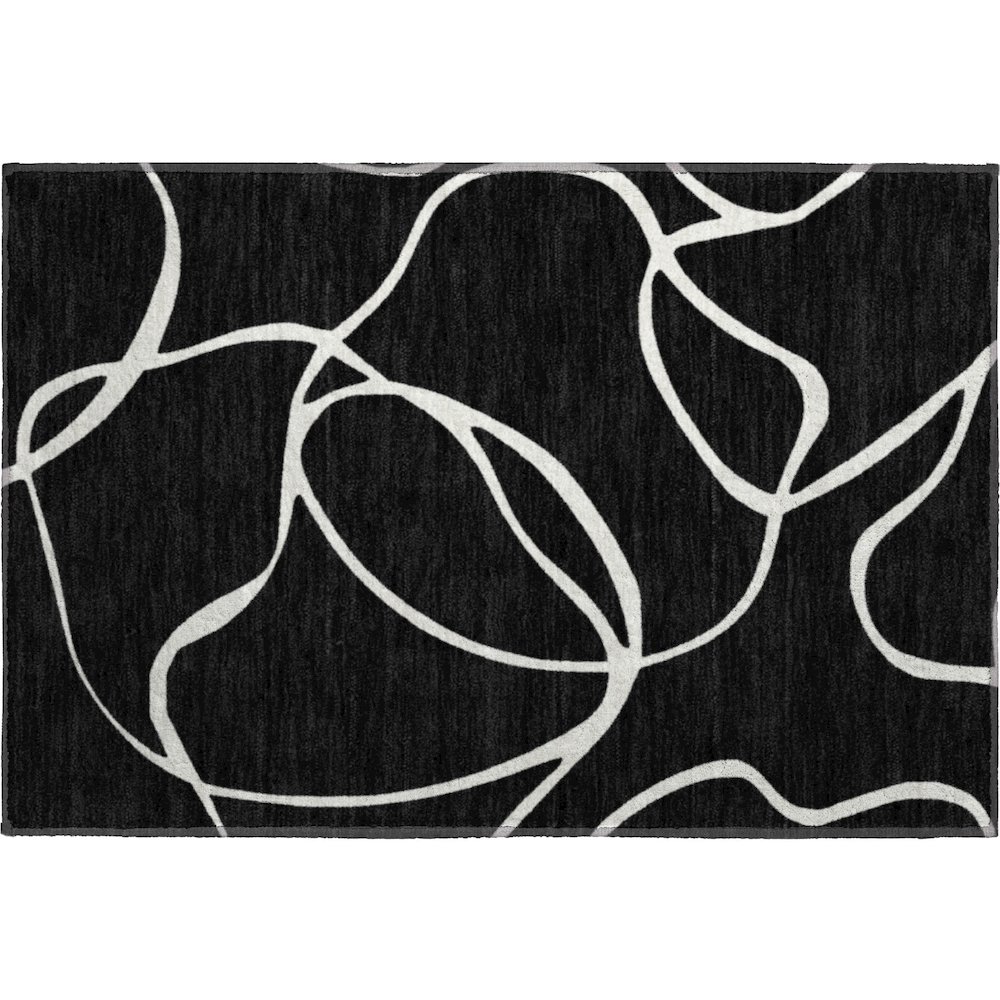 Premium Machine Washable Mayfield AMF999 Black 1'8" x 2'6" Rug. Picture 1