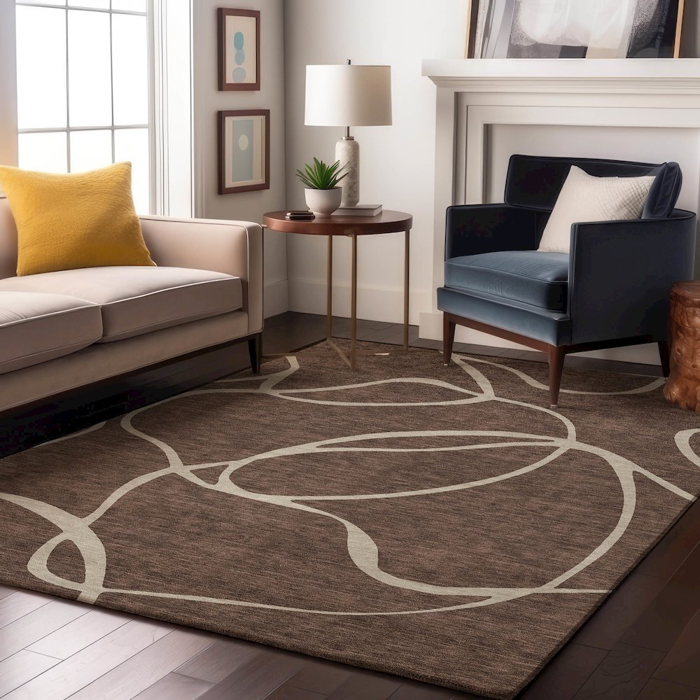 Premium Machine Washable Mayfield AMF999 Brown 2'6" x 3'10" Rug. Picture 5