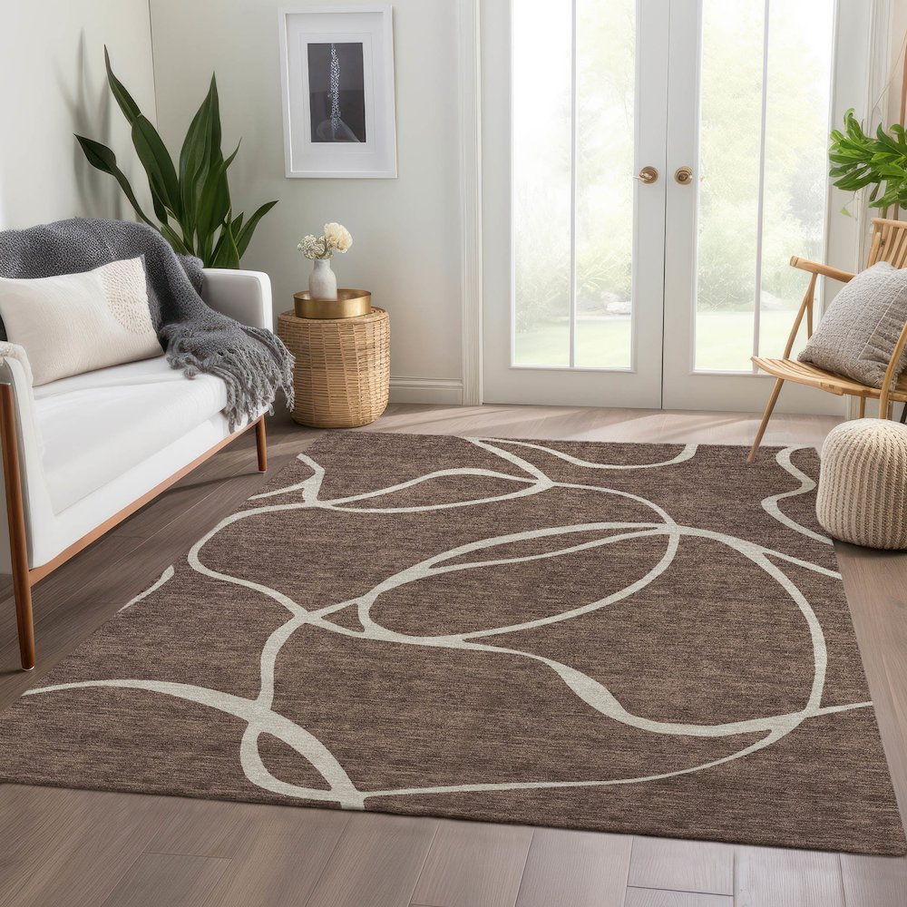 Premium Machine Washable Mayfield AMF999 Brown 2'6" x 3'10" Rug. Picture 6
