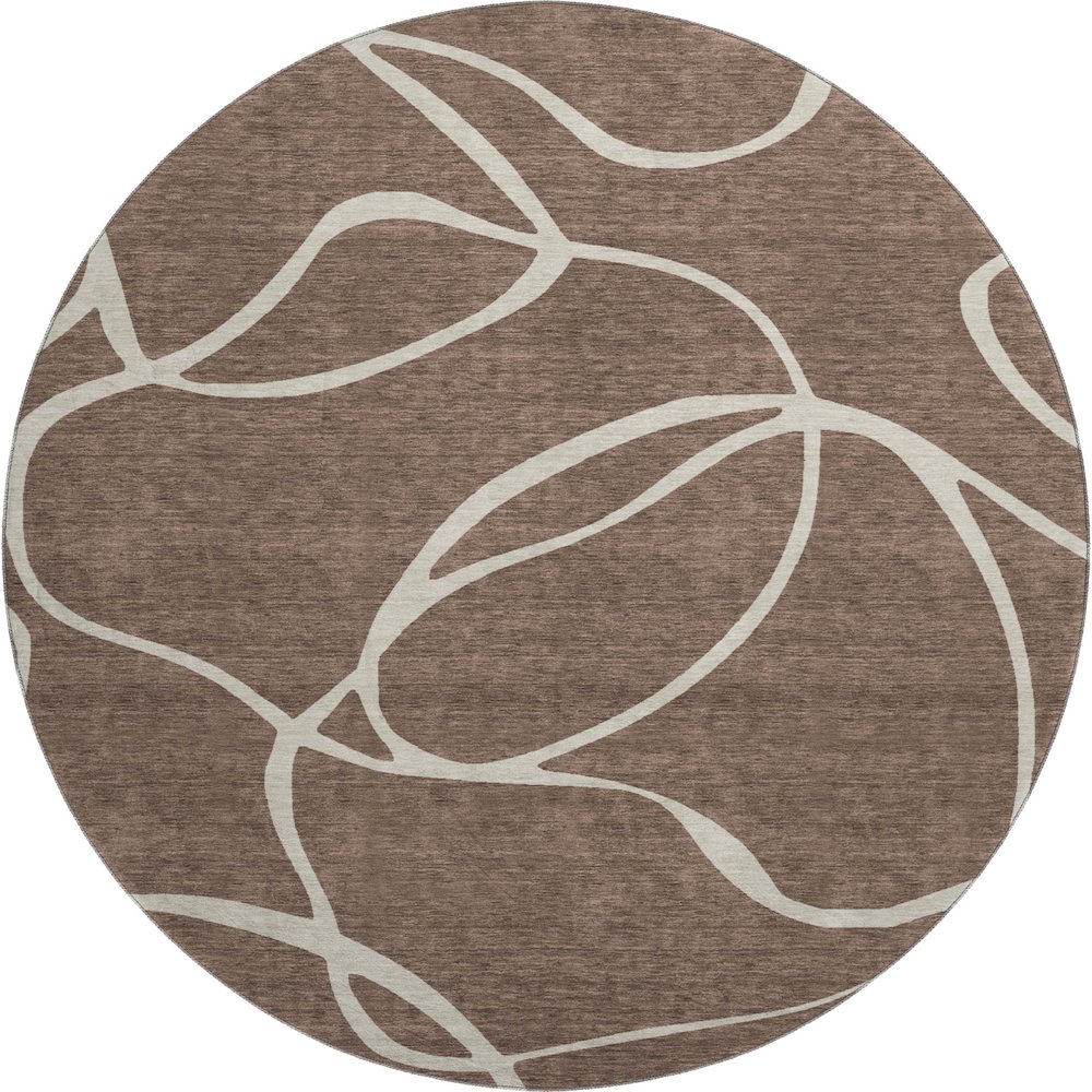 Premium Machine Washable Mayfield AMF999 Brown 8' x 8' Round Rug. Picture 1