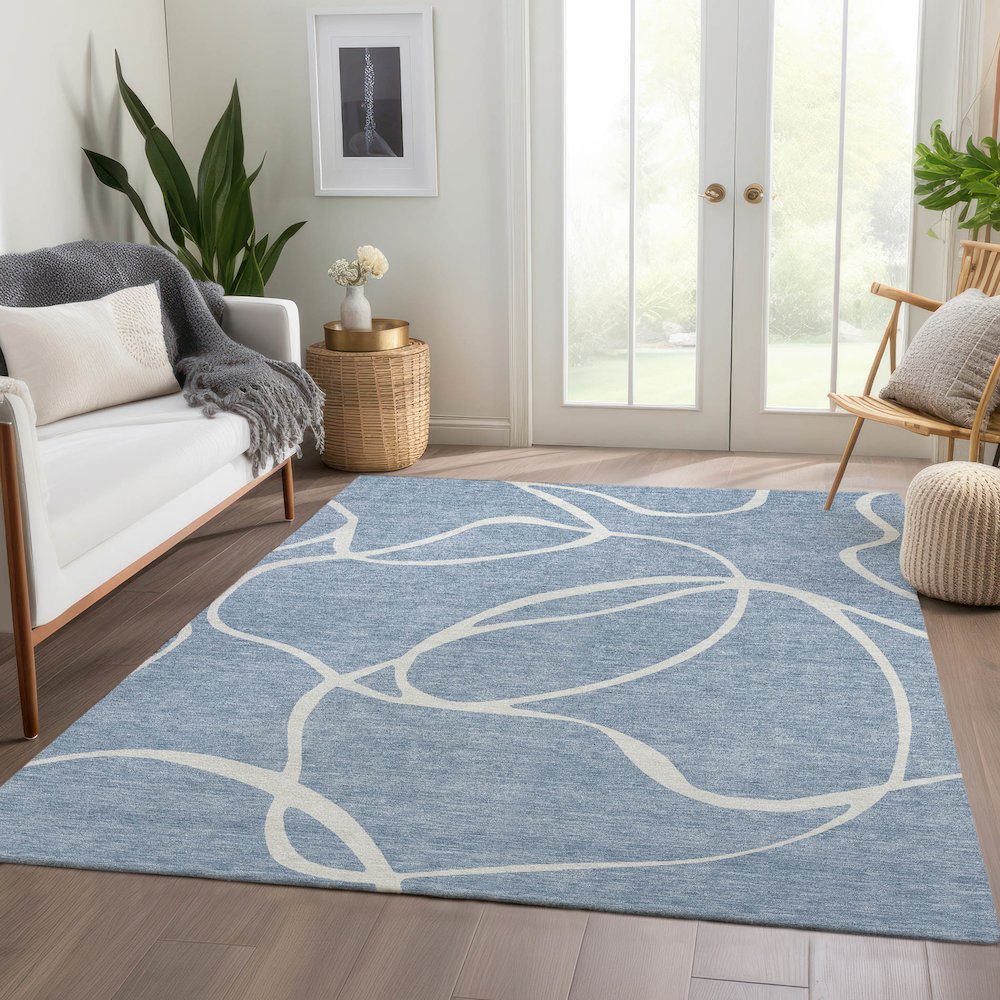 Premium Machine Washable Mayfield AMF999 Denim 2'6" x 3'10" Rug. Picture 6