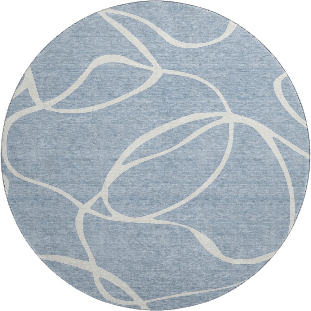 Premium Machine Washable Mayfield AMF999 Denim 8' x 8' Round Rug. Picture 1