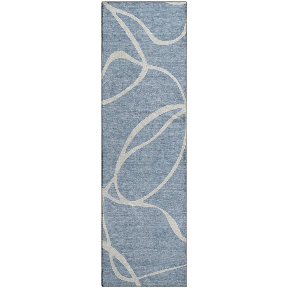 Premium Machine Washable Mayfield AMF999 Denim 2'3" x 7'6" Runner Rug. Picture 1