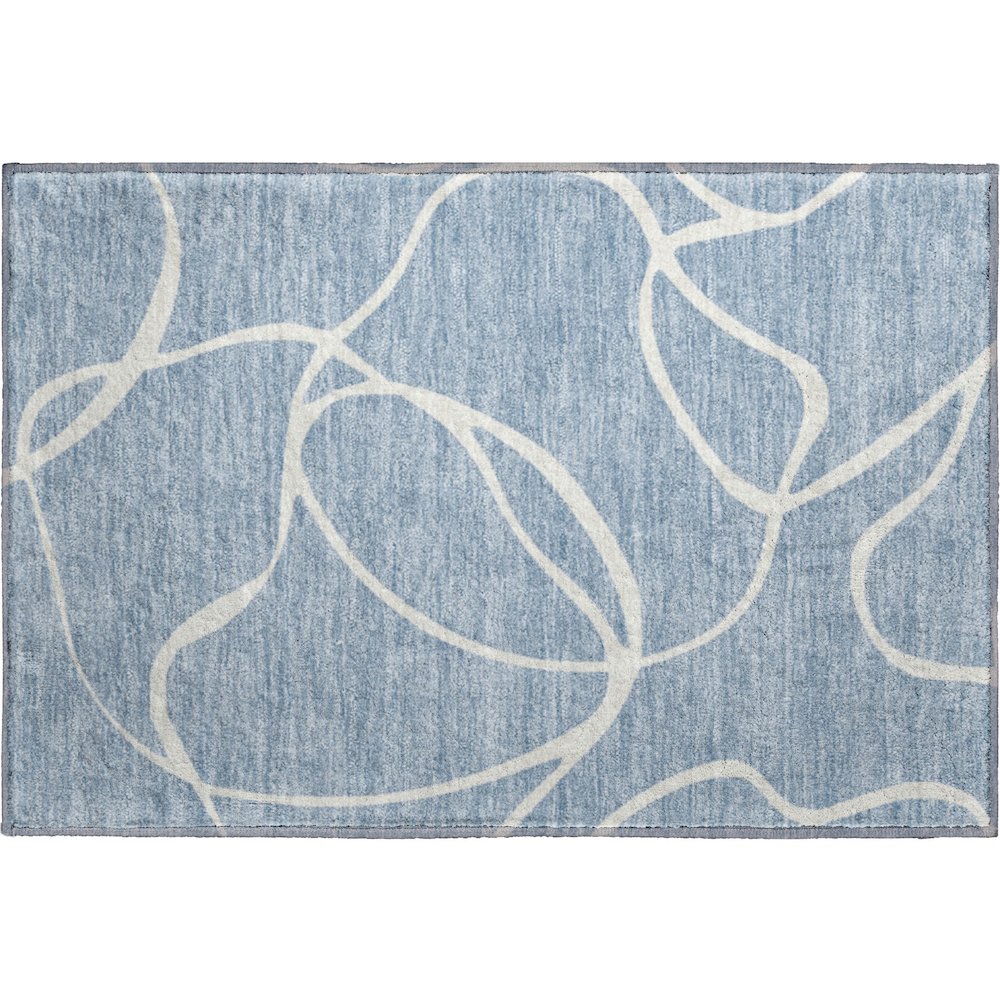 Premium Machine Washable Mayfield AMF999 Denim 1'8" x 2'6" Rug. Picture 1