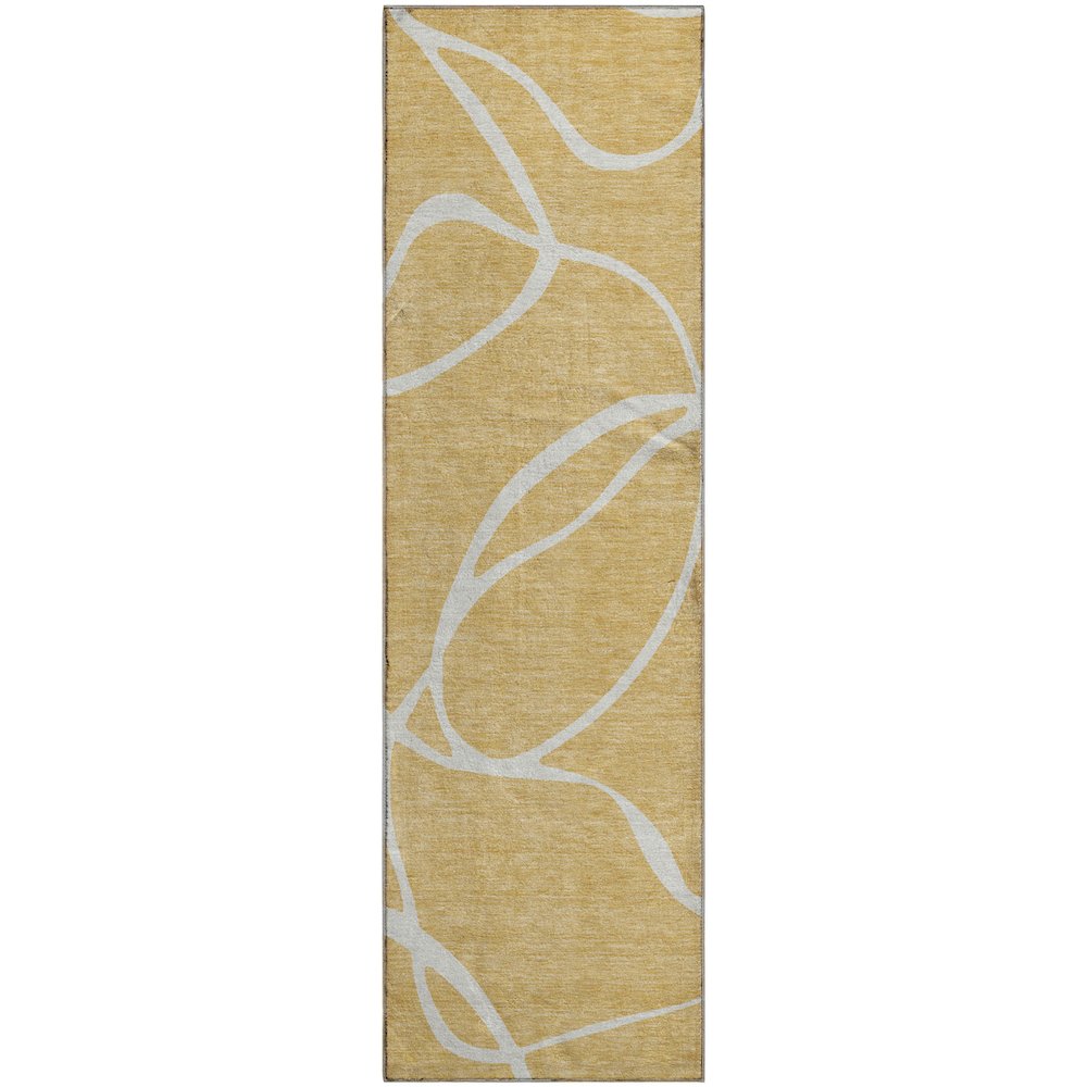Premium Machine Washable Mayfield AMF999 Gold 2'3" x 7'6" Runner Rug. Picture 1