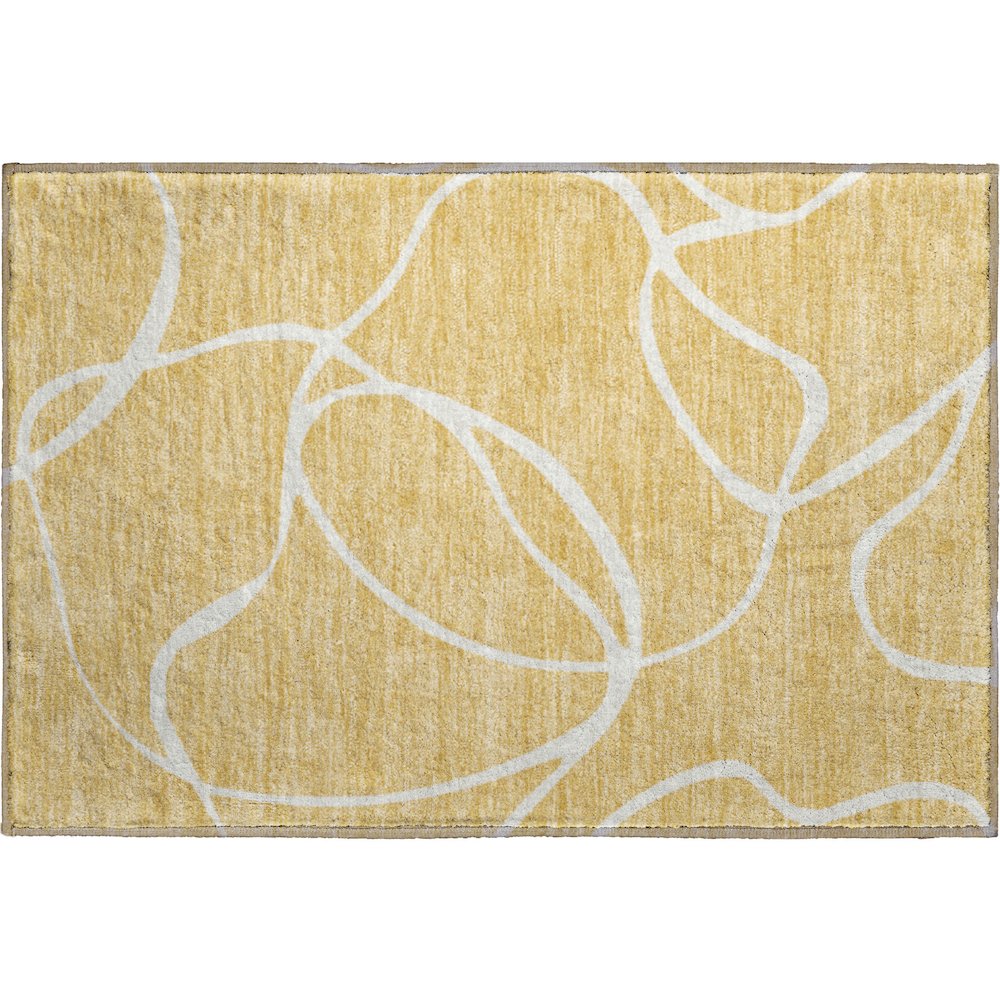 Premium Machine Washable Mayfield AMF999 Gold 1'8" x 2'6" Rug. Picture 1