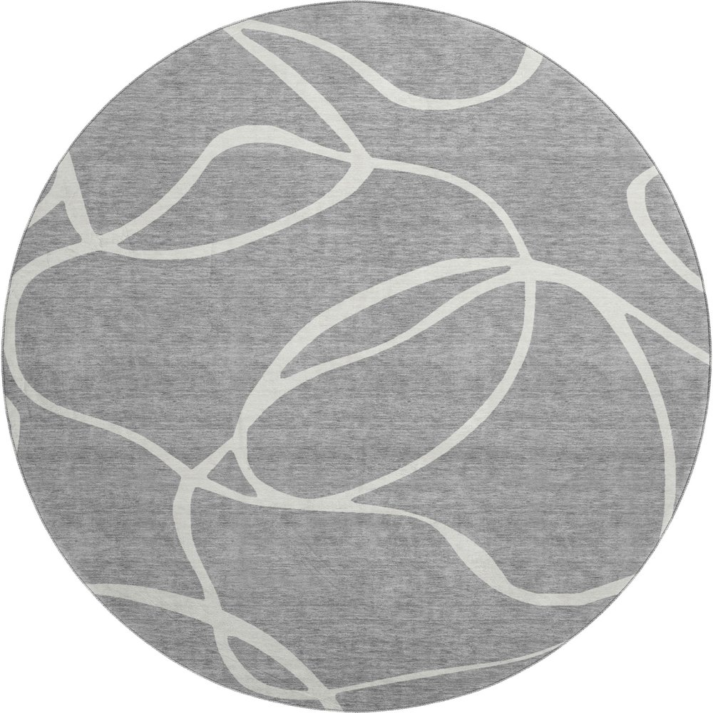 Premium Machine Washable Mayfield AMF999 Gray 8' x 8' Round Rug. Picture 1
