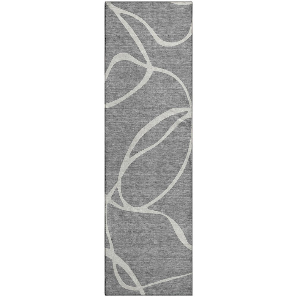 Premium Machine Washable Mayfield AMF999 Gray 2'3" x 7'6" Runner Rug. Picture 1