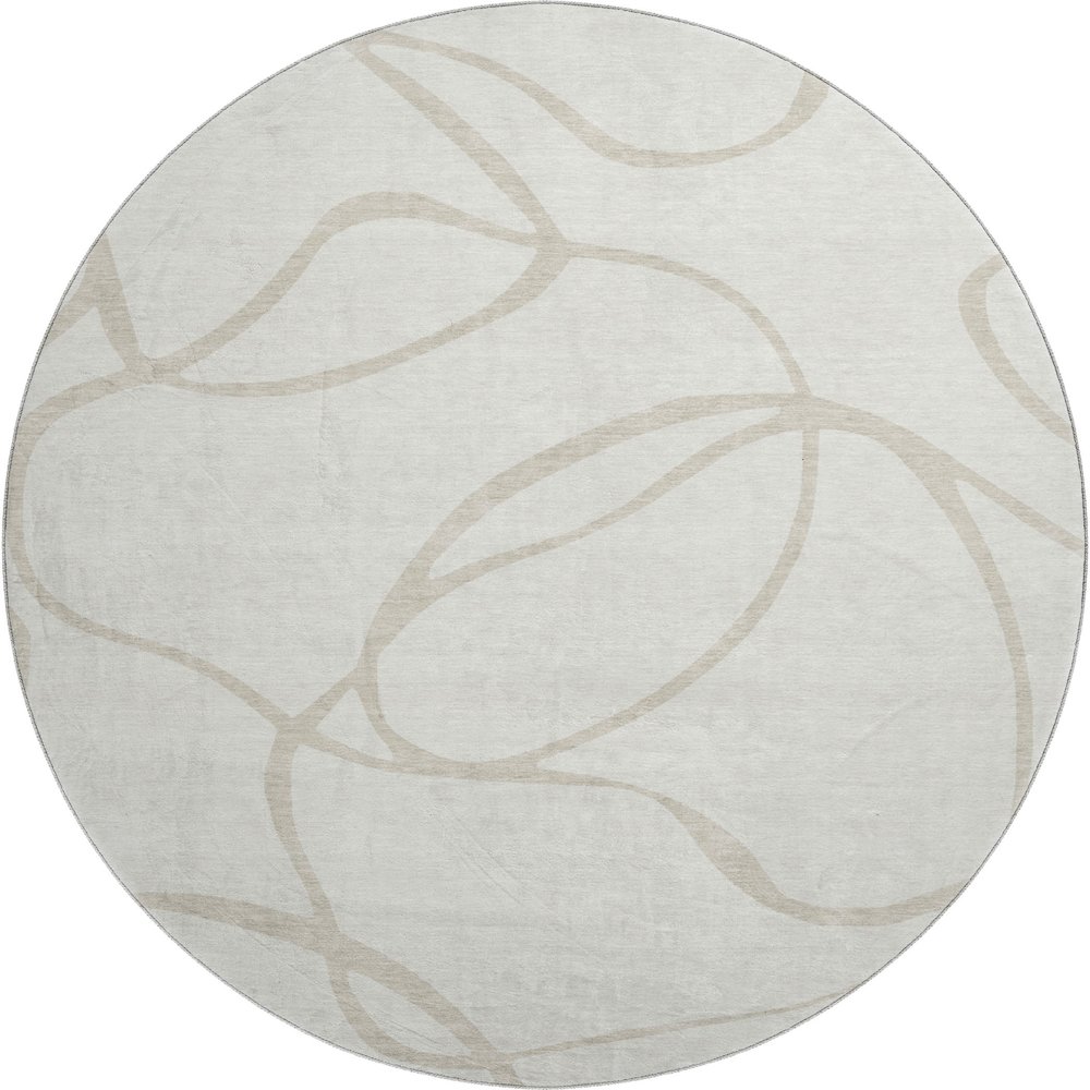 Premium Machine Washable Mayfield AMF999 Ivory 8' x 8' Round Rug. Picture 1