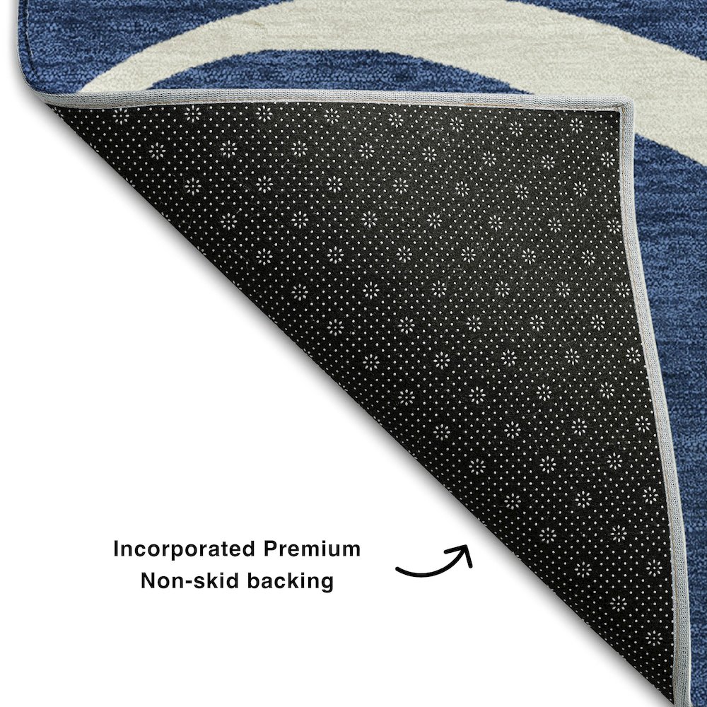Premium Machine Washable Mayfield AMF999 Navy 1'8" x 2'6" Rug. Picture 2