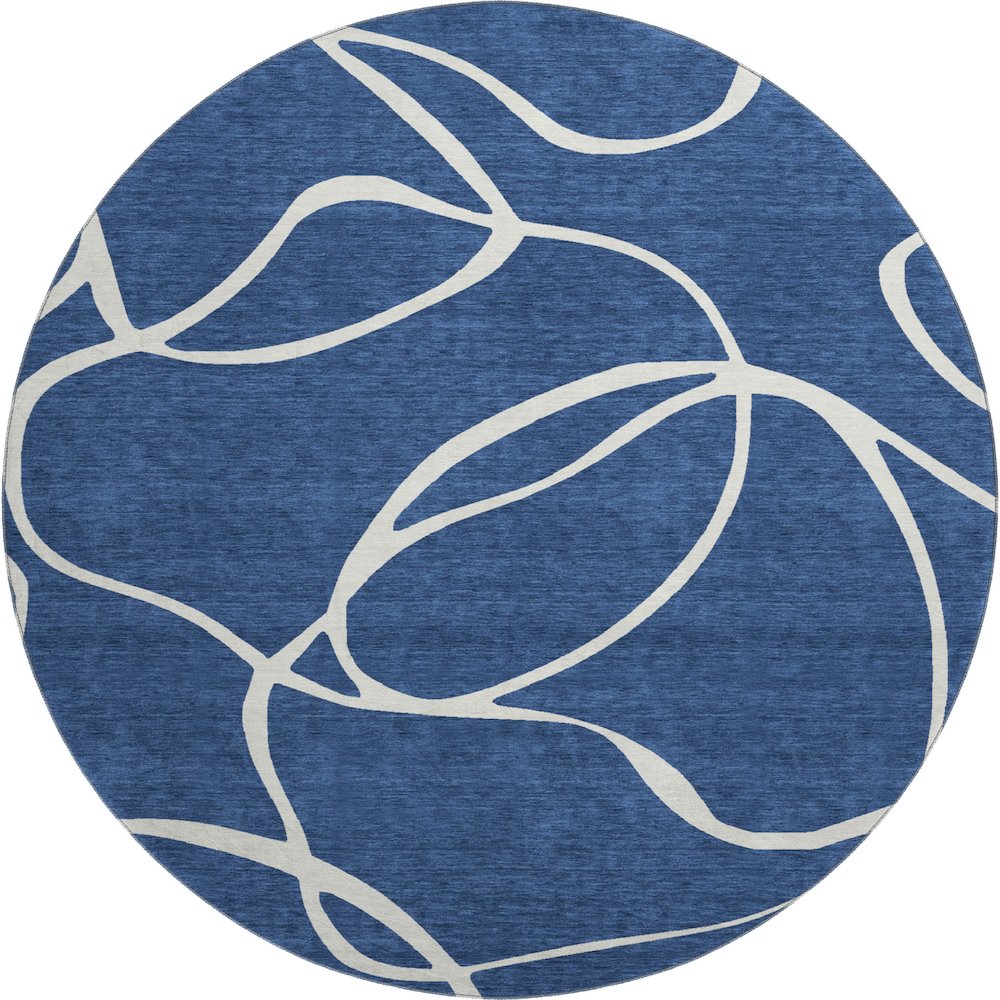 Premium Machine Washable Mayfield AMF999 Navy 8' x 8' Round Rug. Picture 1