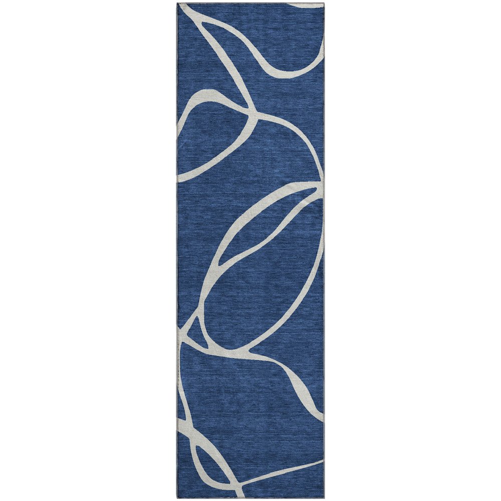 Premium Machine Washable Mayfield AMF999 Navy 2'3" x 7'6" Runner Rug. Picture 1