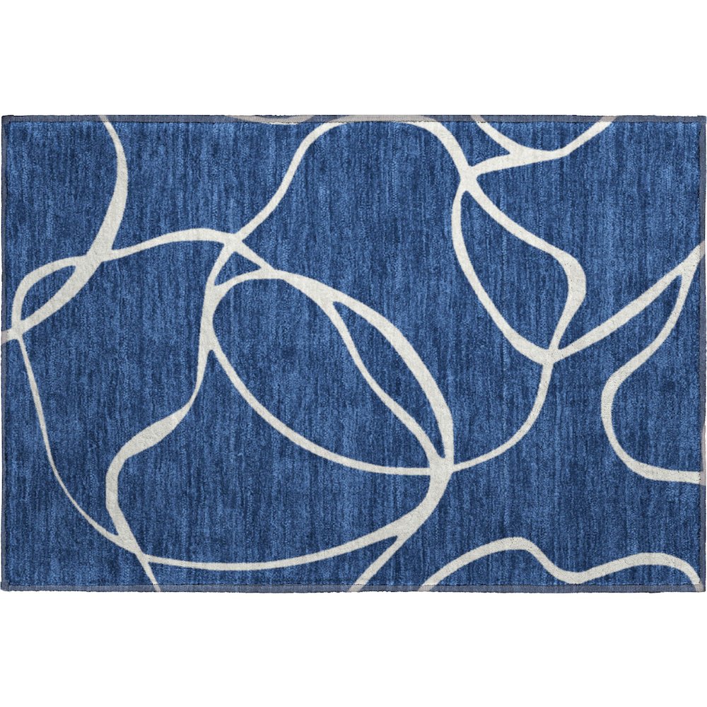 Premium Machine Washable Mayfield AMF999 Navy 1'8" x 2'6" Rug. Picture 1