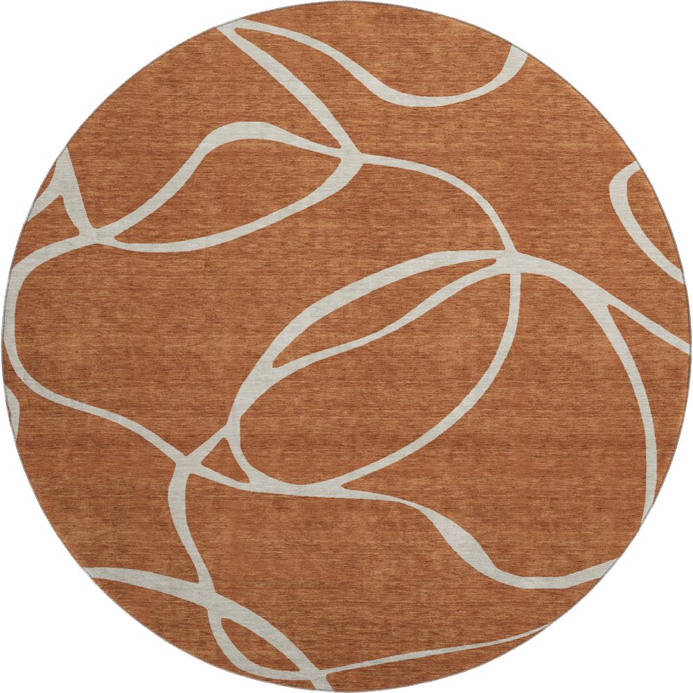 Premium Machine Washable Mayfield AMF999 Paprika 8' x 8' Round Rug. Picture 1