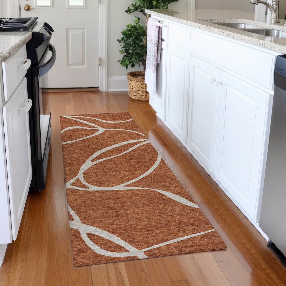 Premium Machine Washable Mayfield AMF999 Paprika 2'3" x 7'6" Runner Rug. Picture 5