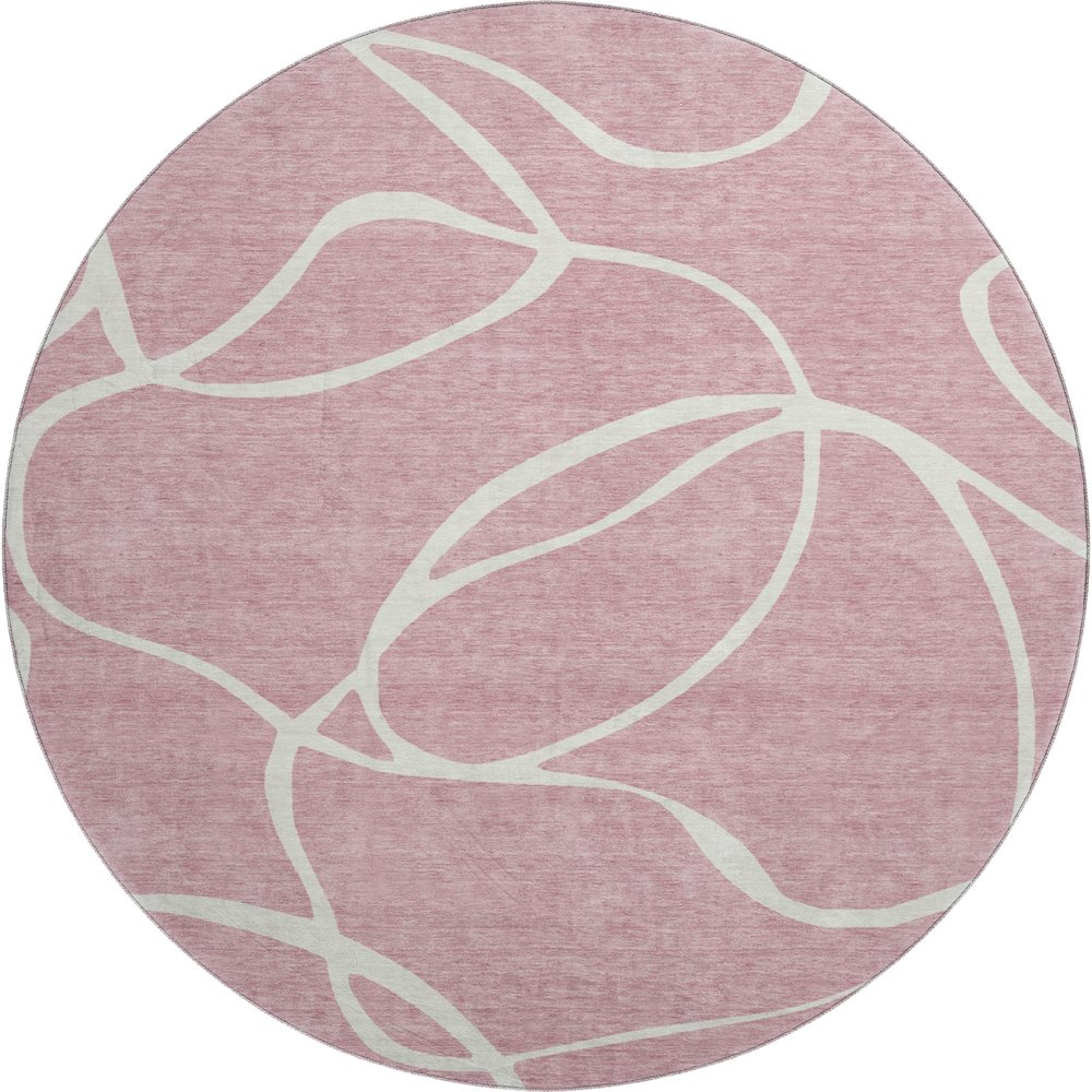 Premium Machine Washable Mayfield AMF999 Pink 8' x 8' Round Rug. Picture 1