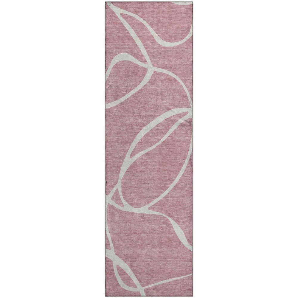 Premium Machine Washable Mayfield AMF999 Pink 2'3" x 7'6" Runner Rug. Picture 1