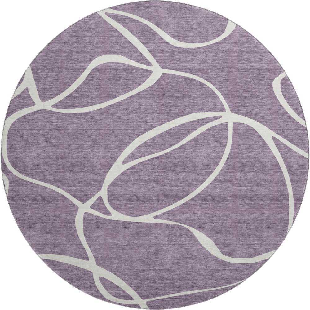 Premium Machine Washable Mayfield AMF999 Purple 8' x 8' Round Rug. Picture 1