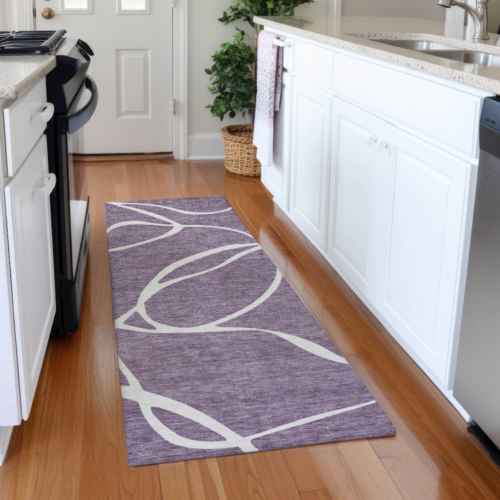 Premium Machine Washable Mayfield AMF999 Purple 2'3" x 7'6" Runner Rug. Picture 5