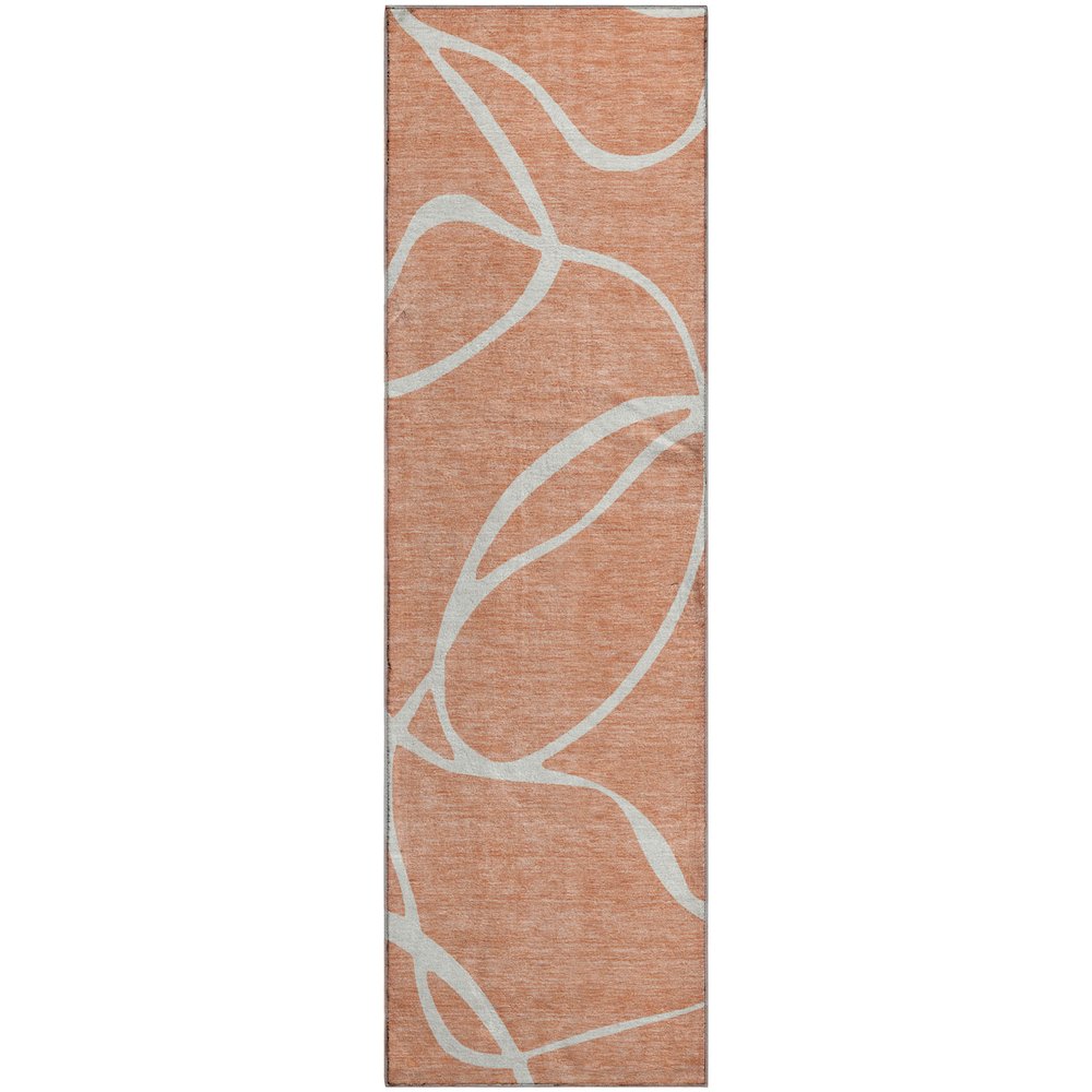 Premium Machine Washable Mayfield AMF999 Salmon 2'3" x 7'6" Runner Rug. Picture 1