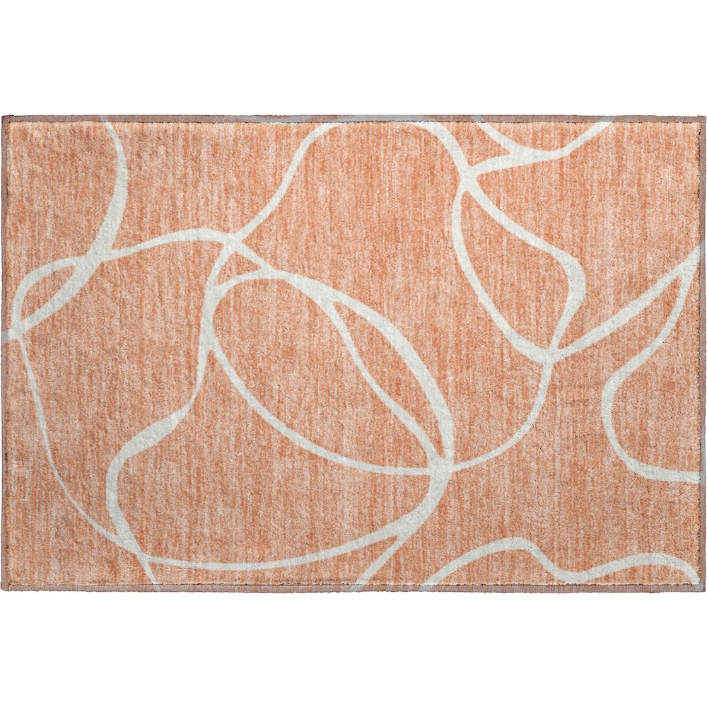 Premium Machine Washable Mayfield AMF999 Salmon 1'8" x 2'6" Rug. Picture 1