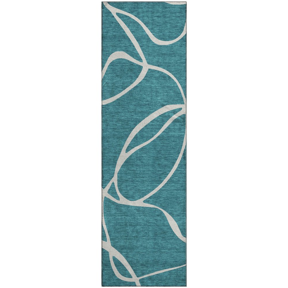 Premium Machine Washable Mayfield AMF999 Teal 2'3" x 7'6" Runner Rug. Picture 1