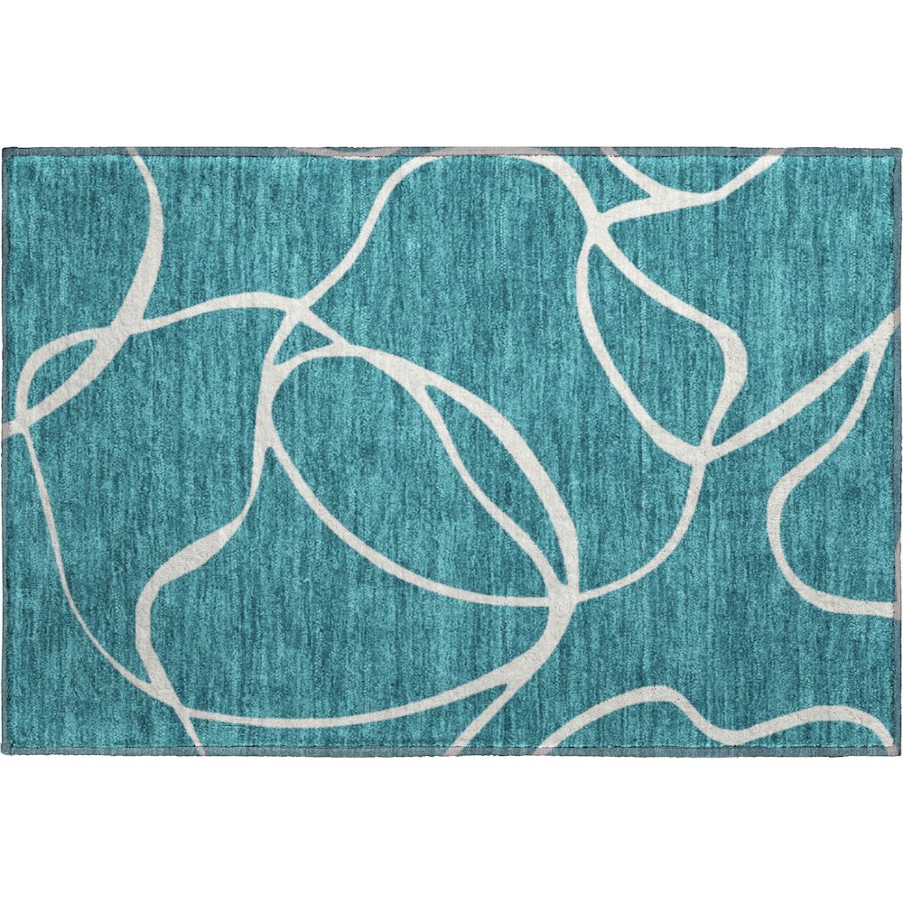Premium Machine Washable Mayfield AMF999 Teal 1'8" x 2'6" Rug. Picture 1