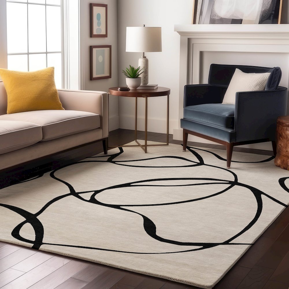Premium Machine Washable Mayfield AMF999 White 2'6" x 3'10" Rug. Picture 5