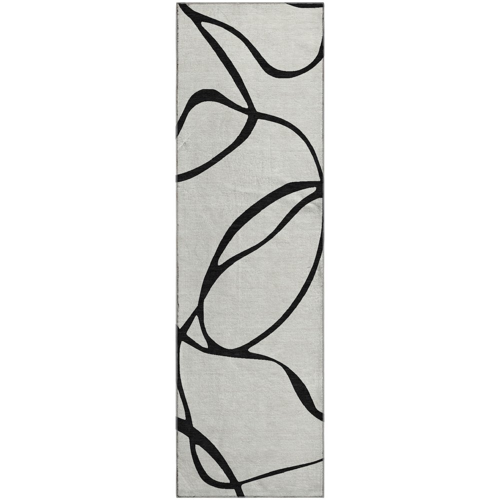 Premium Machine Washable Mayfield AMF999 White 2'3" x 7'6" Runner Rug. Picture 1