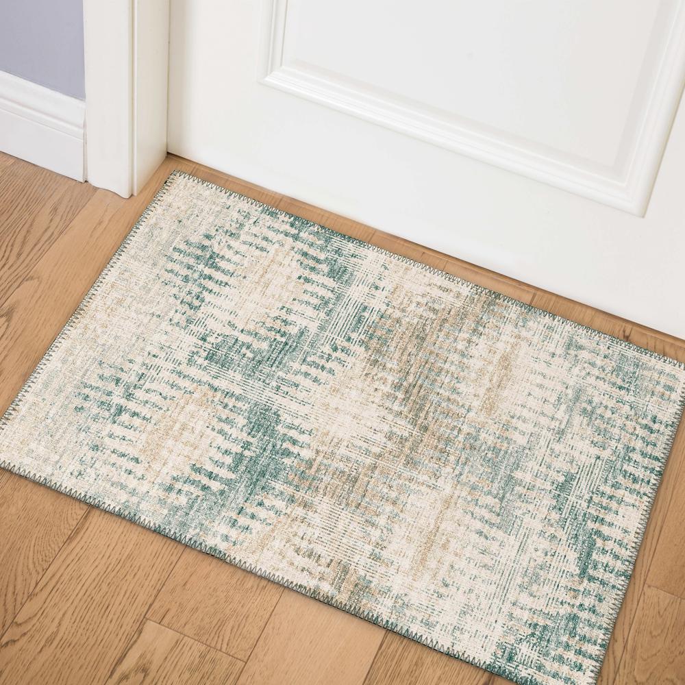 Bravado Linen Transitional Chevron 1'8" x 2'6" Accent Rug Linen ABV39. Picture 1