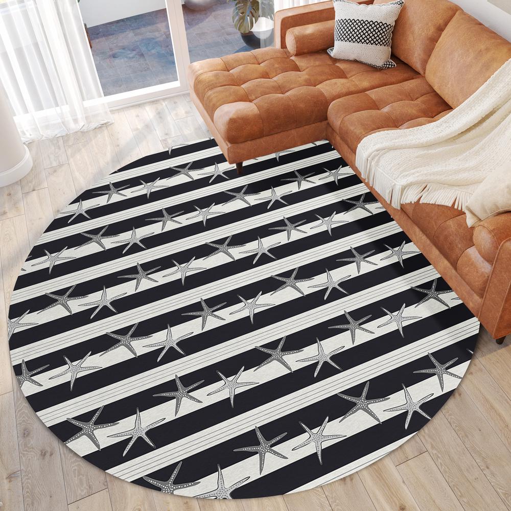 Indoor/Outdoor Surfside ASR42 Midnight Washable 8' x 8' Round Rug. Picture 2
