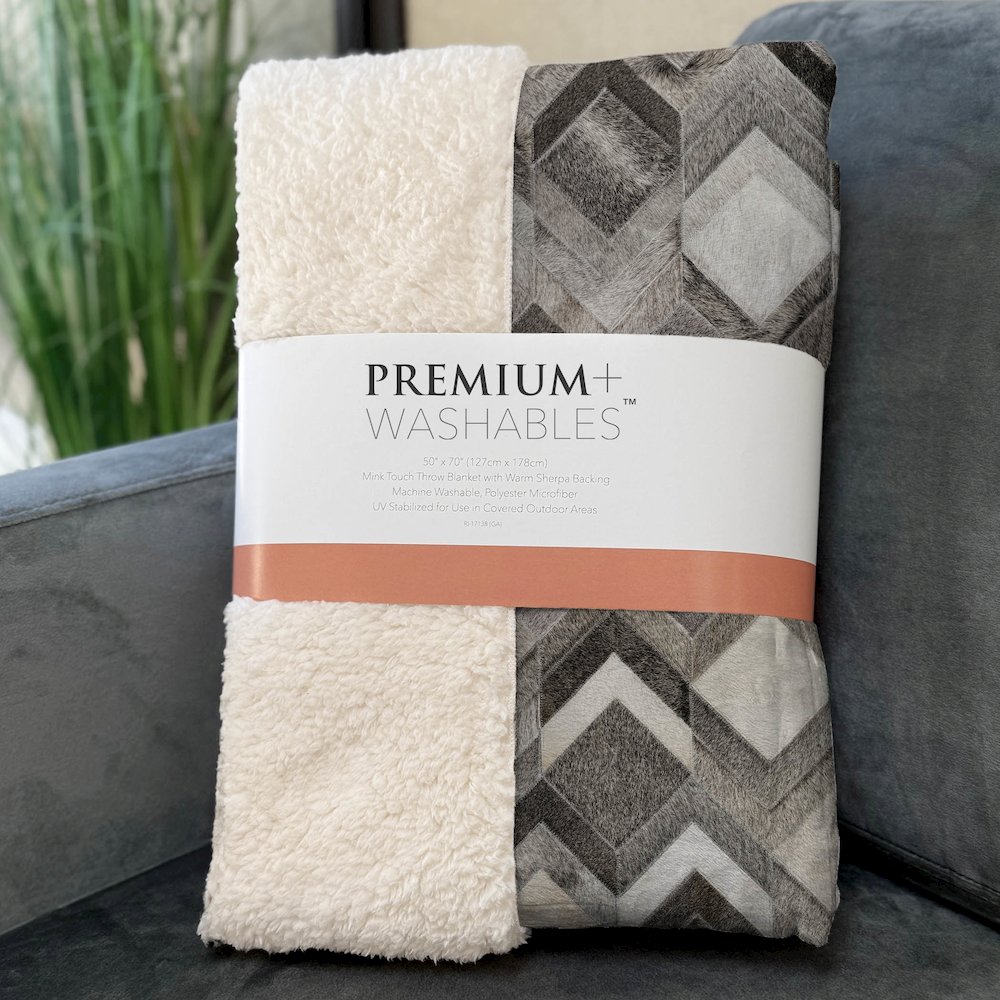 Premium Machine Washable ASB100 Gray 50" x 70" Sherpa Throw Blanket. Picture 3