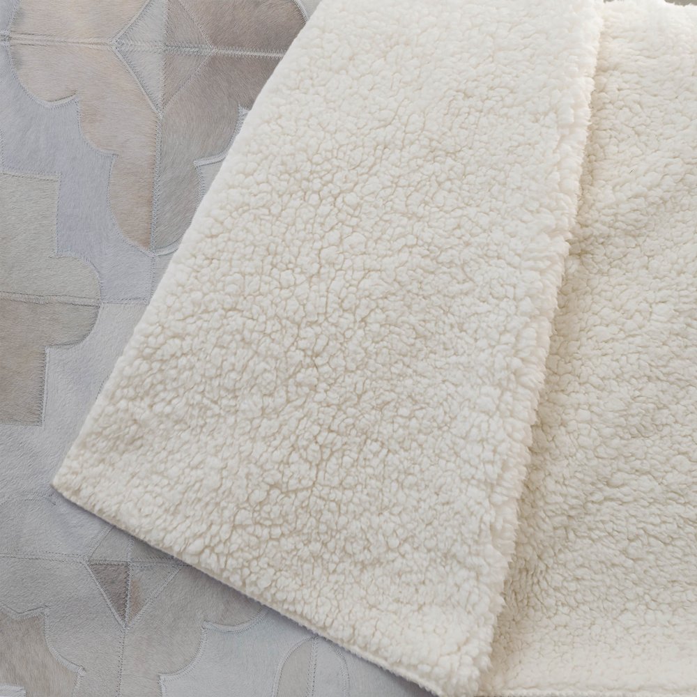 Premium Machine Washable ASB103 Ivory 50" x 70" Sherpa Throw Blanket. Picture 2