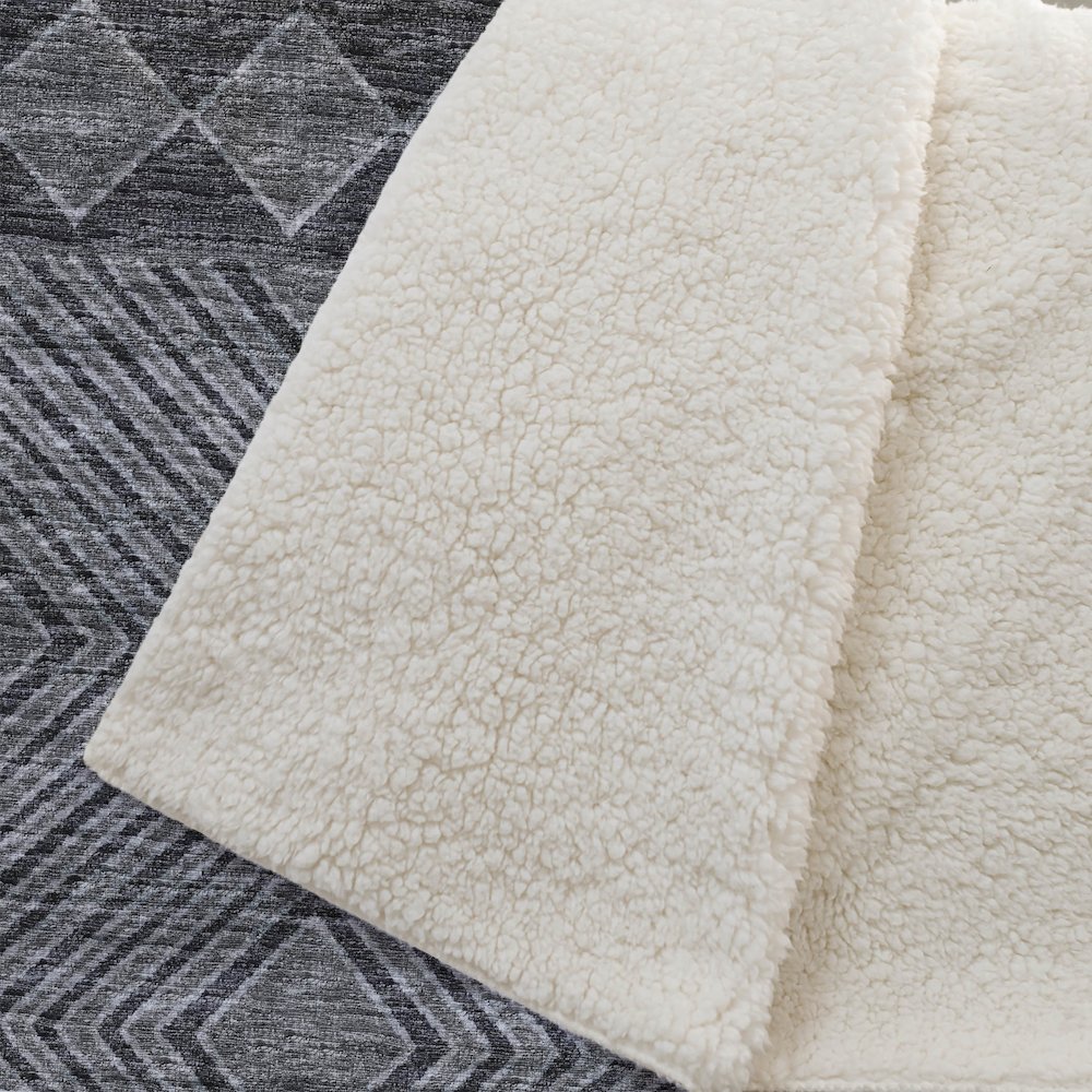 Premium Machine Washable ASB107 Gray 50" x 70" Sherpa Throw Blanket. Picture 2