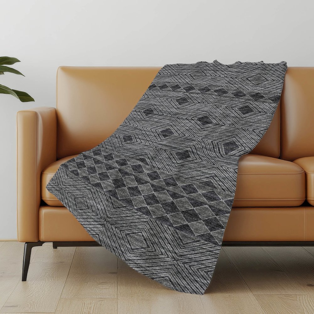 Premium Machine Washable ASB107 Gray 50" x 70" Sherpa Throw Blanket. Picture 4