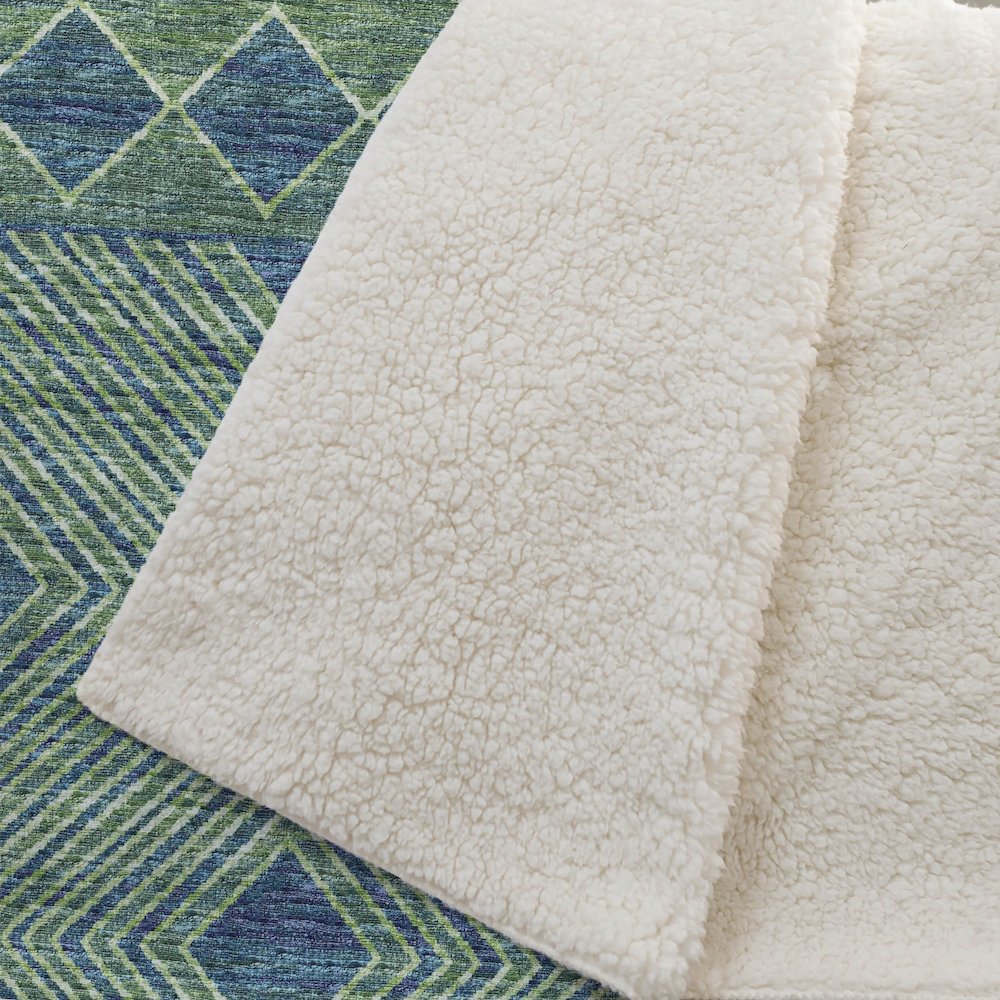 Premium Machine Washable ASB107 Green 50" x 70" Sherpa Throw Blanket. Picture 2