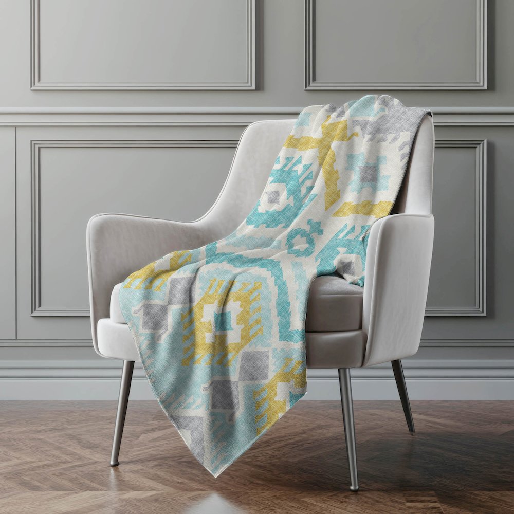 Premium Machine Washable ASB108 Aqua 50" x 70" Sherpa Throw Blanket. Picture 5